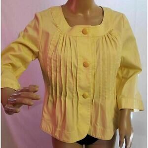 Talbots Blazer Size 8P Pale Yellow 3/4 Sleeve Cotton Basic Jacket Casual NEW $99